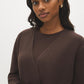 Z. Brown Open-Front Bell Sleeve Cardigan - Close-up Fabric Detail - Suzy Shier