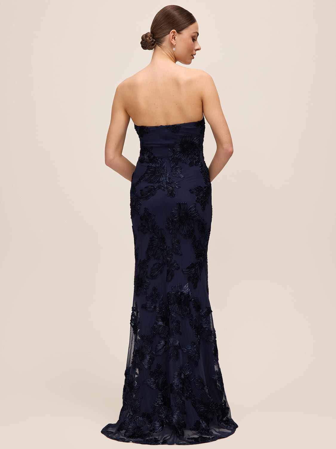 Dark Sapphire Strapless Mermaid Hem Gown - Back View - Le Chateau