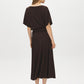 Coffee Bean Dolman Sleeve Midi Dress with Gathered Waist - Back View - Suzy Shier