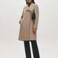 Taupe Melange Asymmetrical Zip Faux Wool Coat - Front View - Suzy Shier
