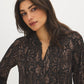 Meteorite Multi Printed Pintuck Blouse - Close-up Fabric Detail - Suzy Shier