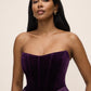 Dark Plum Bustier Gown with Velour Upper - Close-up Bustier Detail - Le Chateau