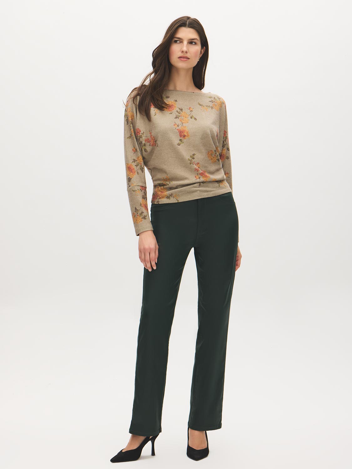 Elmwood Floral Batwing Knit Top - Front View - Suzy Shier