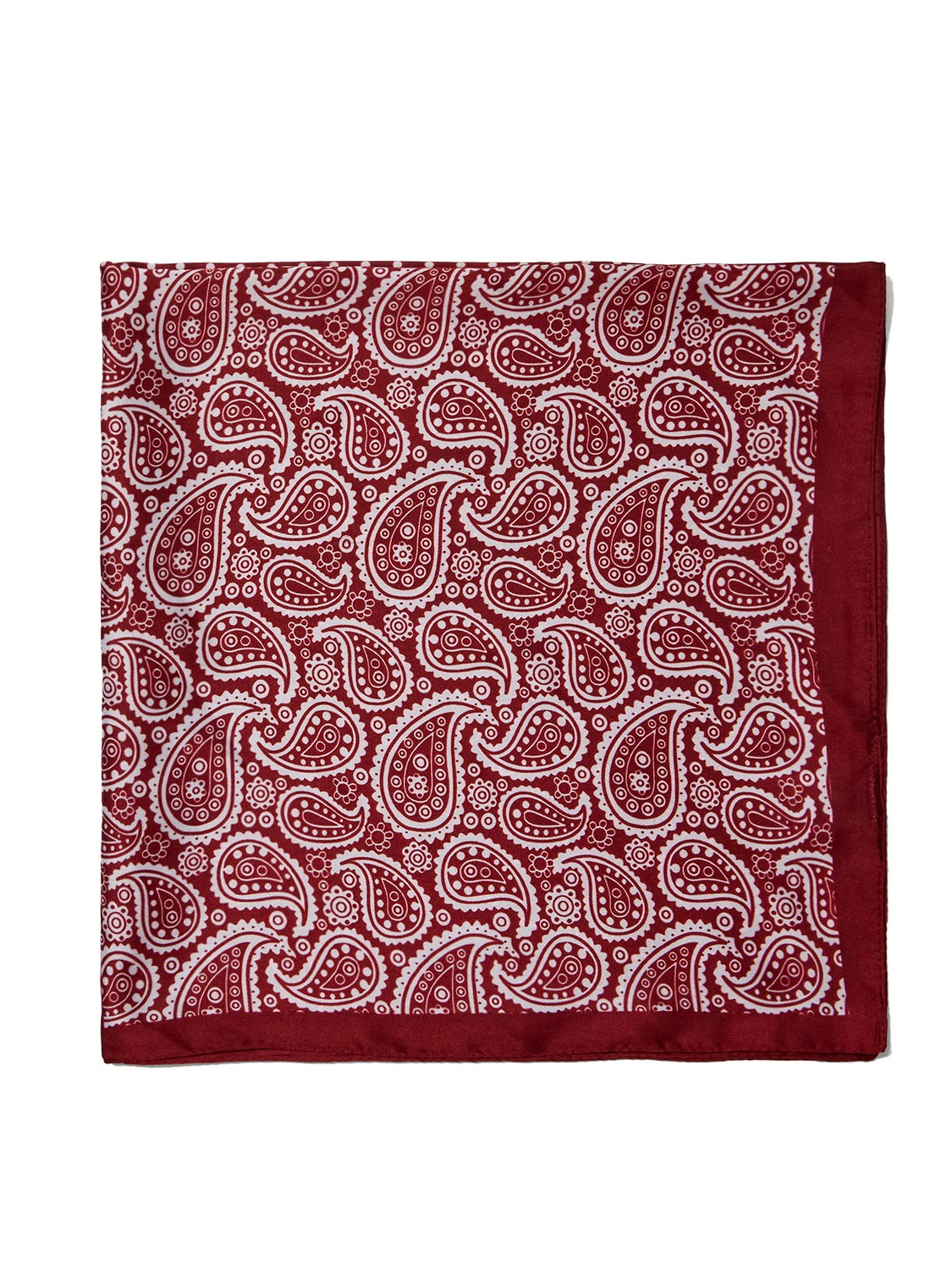 Burgundy Paisley Silk-Like Scarf - Full View - Suzy Shier
