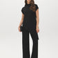 Black Mock Neck Shimmer Asymmetrical Top - Front View - Suzy Shier