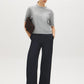 Grey Mix Double Layer Knit Sweater Tee - Front View - Suzy Shier