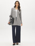 Dolphin Melange Long Cable Knit Open Cardigan - Full Front View - Suzy Shier