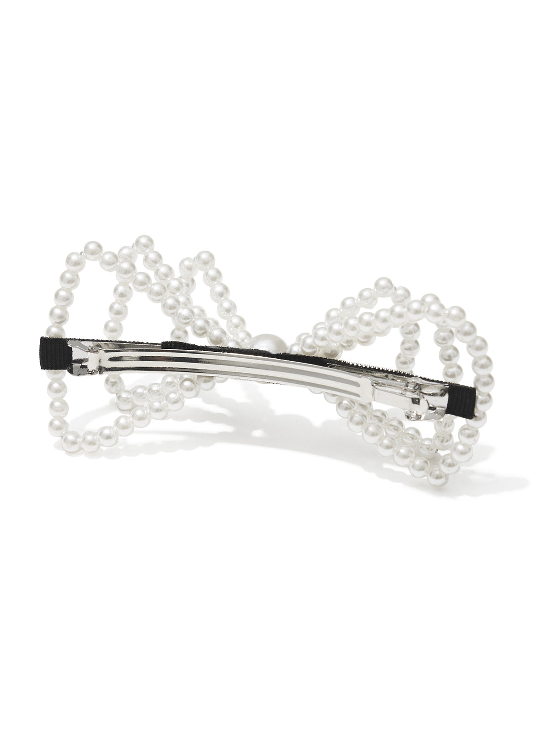 Off White Pearl Bow Hair Clip - Back View - Suzy Shier