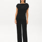 Jet Black Asymmetrical Velvet Top with Rhinestones - Front View - Suzy Shier