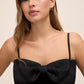 Black Velour Gown with Satin Bow - Close-up Bow Detail - Le Chateau