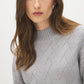 Cloud Gray Diagonal Stitch Mock Neck Sweater - Close-up Fabric Detail - Suzy Shier