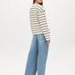 Winter White/Coffee Bean Striped V-Neck Boxy Jersey Top - Back View - Suzy Shier