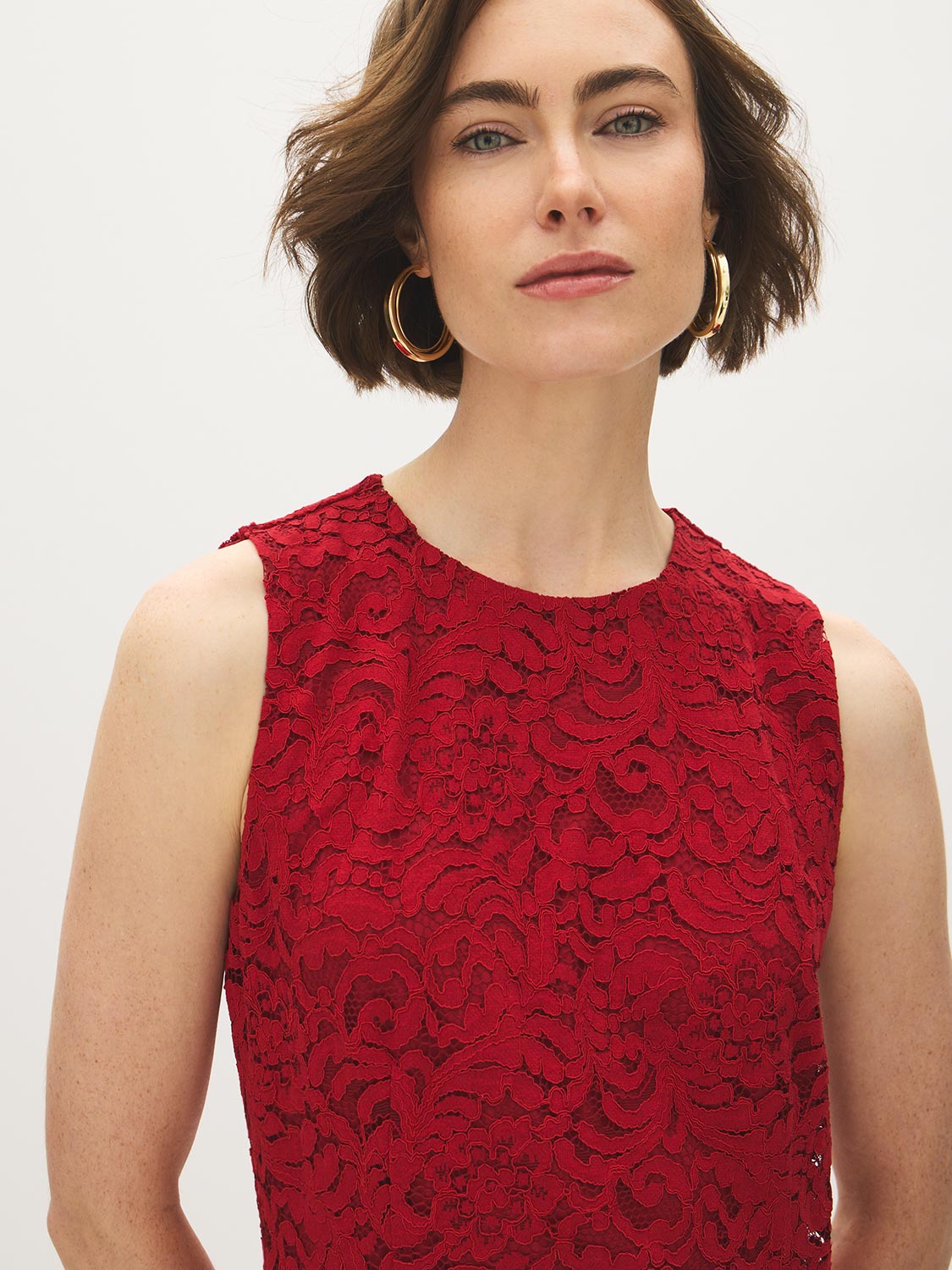 Emboldened Sleeveless Lace Mini Dress - Close-up Fabric Detail - Suzy Shier