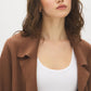 Bison Notch Collar Coatigan with Patch Pockets - Collar Detail - Suzy Shier