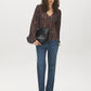 Black Snake Print Balloon Sleeve Top - Front View - Suzy Shier