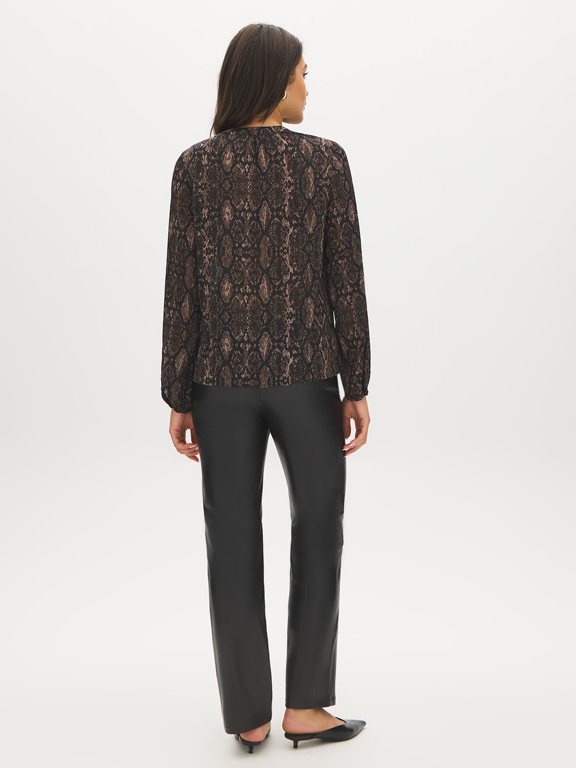 Meteorite Multi Printed Pintuck Blouse - Back View - Suzy Shier