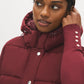 Red Quilted Puffer Vest with Hood - Hood Detail - Suzy Shier