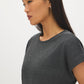 Charcoal Dolman Sleeve Jacquard Tunic Top - Close-up Fabric Detail - Suzy Shier