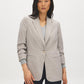 Driftwood Ruched Sleeve One-Button Blazer - Woman Wearing Tailored Blazer with Notch Collar - Suzy Shier