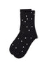 Black and White Polka Dot Socks - Close-Up of Patterned Knit Fabric - Suzy Shier