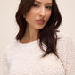 Antique Cream Velour Sequin Sheath Dress - Close-up Fabric Detail - Le Chateau