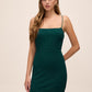 Dark Emerald Glitter Knit Gown with Bow Back - Front View - Le Chateau