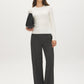 Snow White Cable Knit Crew Neck Sweater - Front View - Suzy Shier