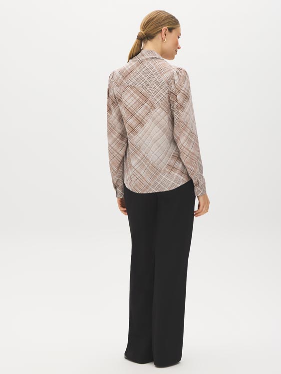 Ashes of Roses Printed Blouse with Neck Tie - Back View - Suzy Shier