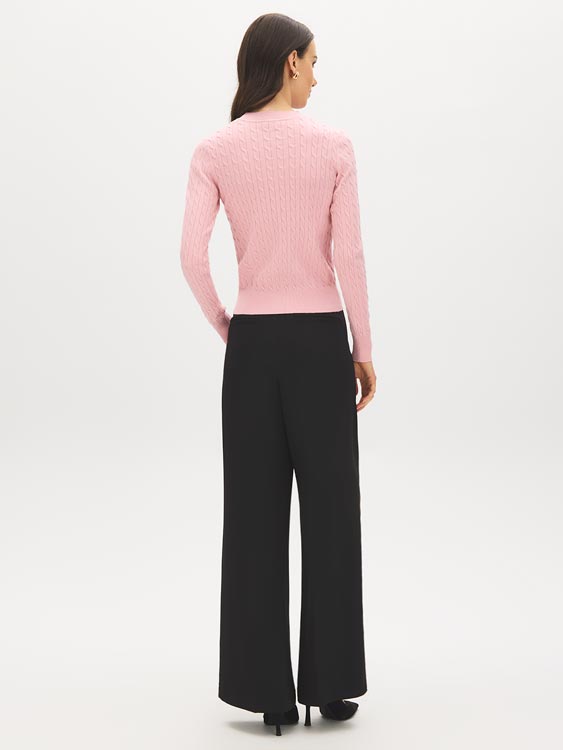 Zephyr Cable Knit Crew Neck Sweater - Back View - Suzy Shier