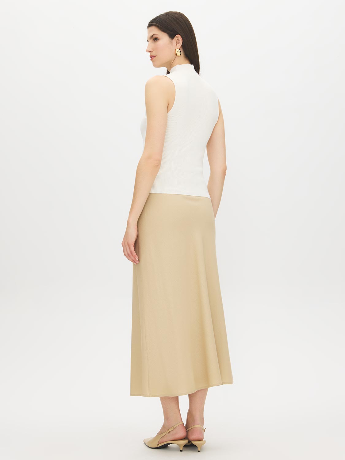 Snow White Sleeveless Rib Knit Sweater - Back View - Suzy Shier