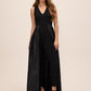 Black V-Neck Jumpsuit with Jacquard Skirt Overlay - Woman Wearing Elegant Eveningwear - Le Chateau