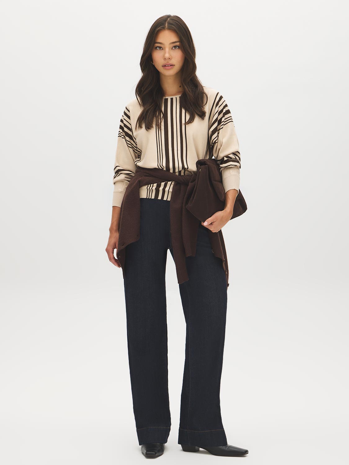 Sandy Heather Dolman Sleeve Crew Neck Sweater - Front View - Suzy Shier