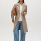 Latte Double-Breasted Faux Wool Coat - Front View - Suzy Shier
