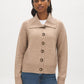 Natural Melange Button-Front Knit Cardigan - Woman Wearing Wide Collar Sweater - Suzy Shier