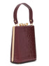 Black/Gold Faux Leather Croc Minaudire with Jewel Bow - Side Profile View - Le Chateau