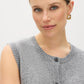 Heather Grey Button-Front Sleeveless Knit Vest - Close-up Fabric Detail - Suzy Shier