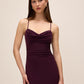 Black Cherry Cowl Neck Gown with Front Slit - Front View - Le Chateau