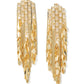Black and Silver Multi-Layer Scale Statement Earrings - Front View - Suzy Shier