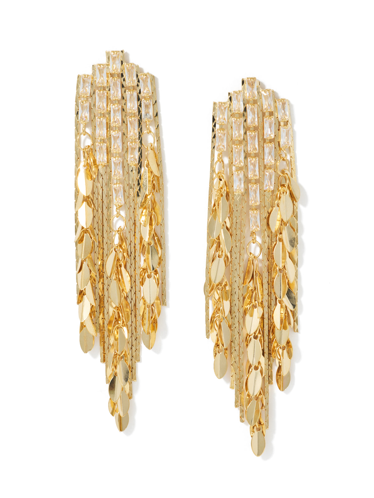 Black and Silver Multi-Layer Scale Statement Earrings - Front View - Suzy Shier