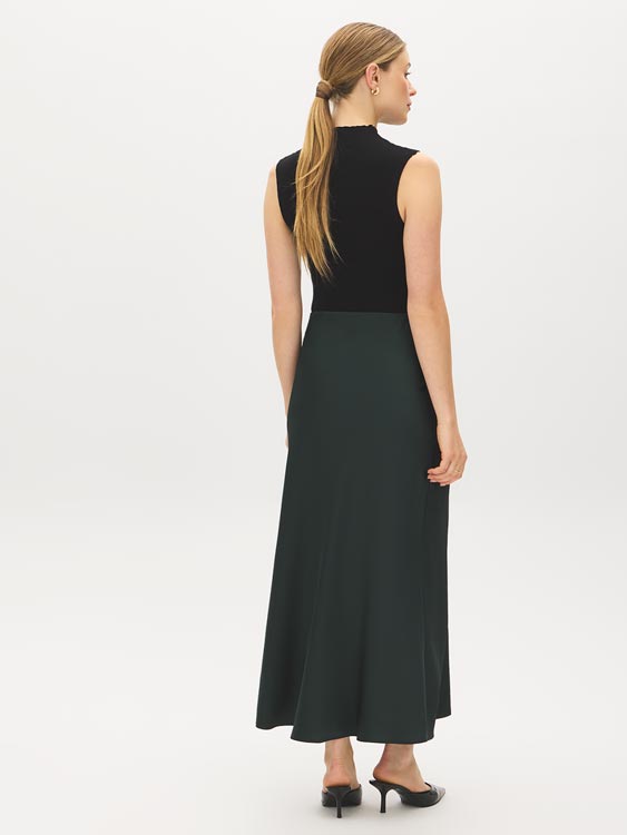 Scarab Satin Bias Cut Pull-On Skirt - Back View - Suzy Shier