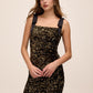 Gold/Black Two-Tone Sequin Sheath Dress - Front Profile View - Le Chateau