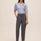 Steel Blue Double Bow Puff Sleeve Sweater - Front View - Le Chateau