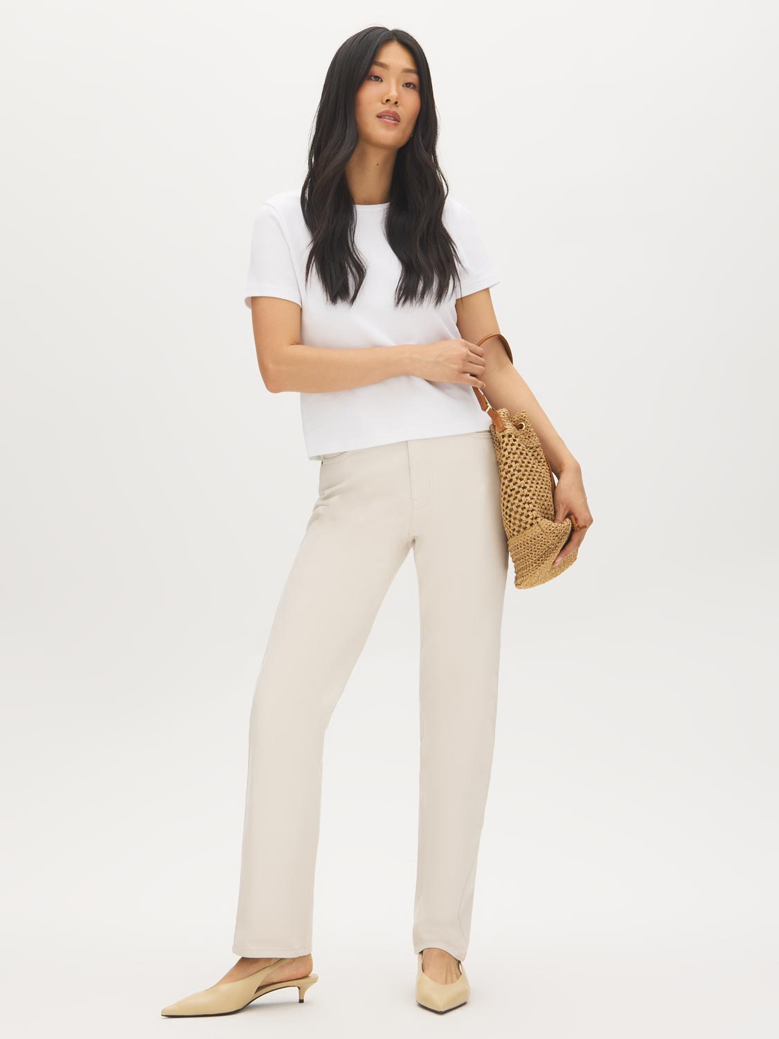 Wind Chime Straight Leg Colored Denim Pants - Woman Wearing Classic Five-Pocket Jeans - Suzy Shier