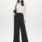 Snow White Button-Up Knit Blouse with Shirt Collar - Front View - Suzy Shier