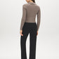 Brown Melange Cable Stitch Zip-Front Sweater - Back View - Suzy Shier