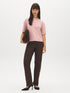 Zephyr/Off White Short Sleeve Double Layer Knit Sweater - Front View - Suzy Shier