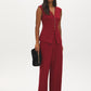 Red V-Neck Button-Front Knit Vest - Front View - Suzy Shier