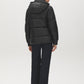 Black Mid-Length Quilted Puffer with Hood - Back View - Suzy Shier