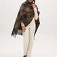 Brown Plaid Fringe Cape - Side View - Suzy Shier