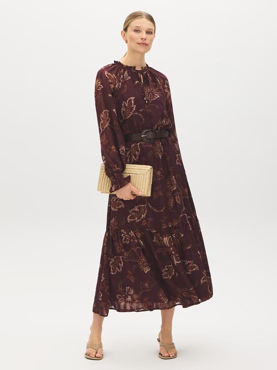 Winetasting Paisley Print Maxi Dress - Front View - Suzy Shier